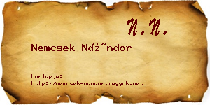Nemcsek Nándor névjegykártya